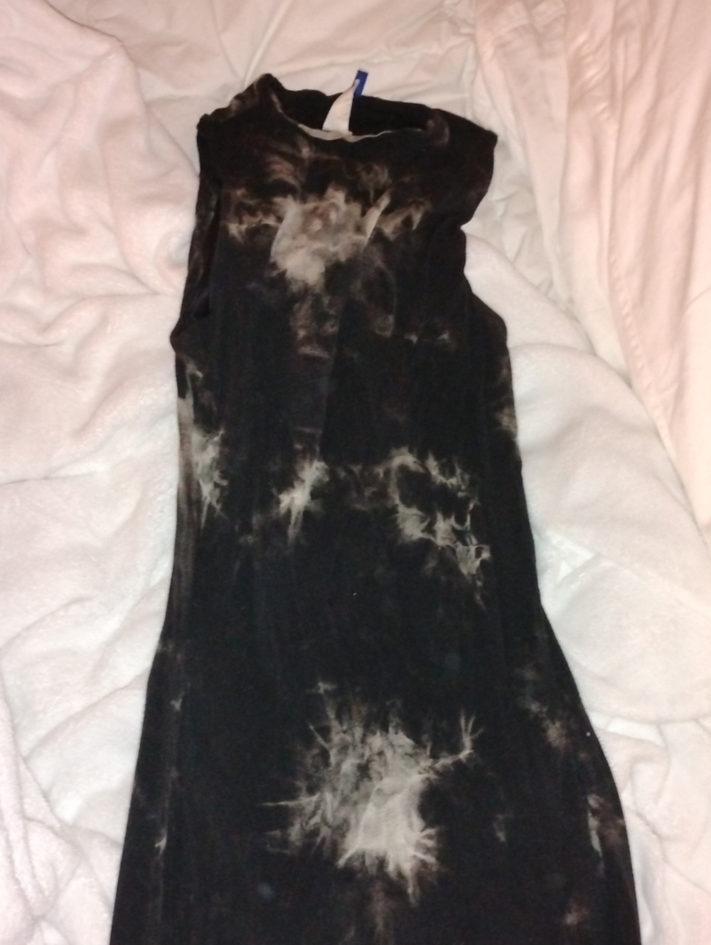 Sleeveless Tie-Dye Black & Cream Women's Tank Dress